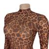 Women's Sexy Leopard Print Long Sleeve Split Dress