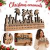 Christmas Countdown Calendar Wooden Scene Tabletop Decoration for Holiday Home Decor