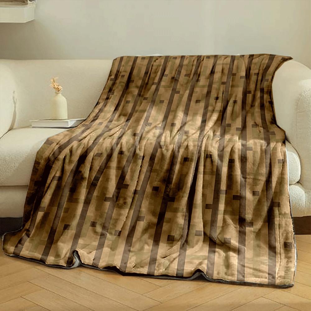 Pixelated Vertical Wooden Planks with a Staggered Striping Pattern. for All Seasons Blanket Lunch Break Throw Gift