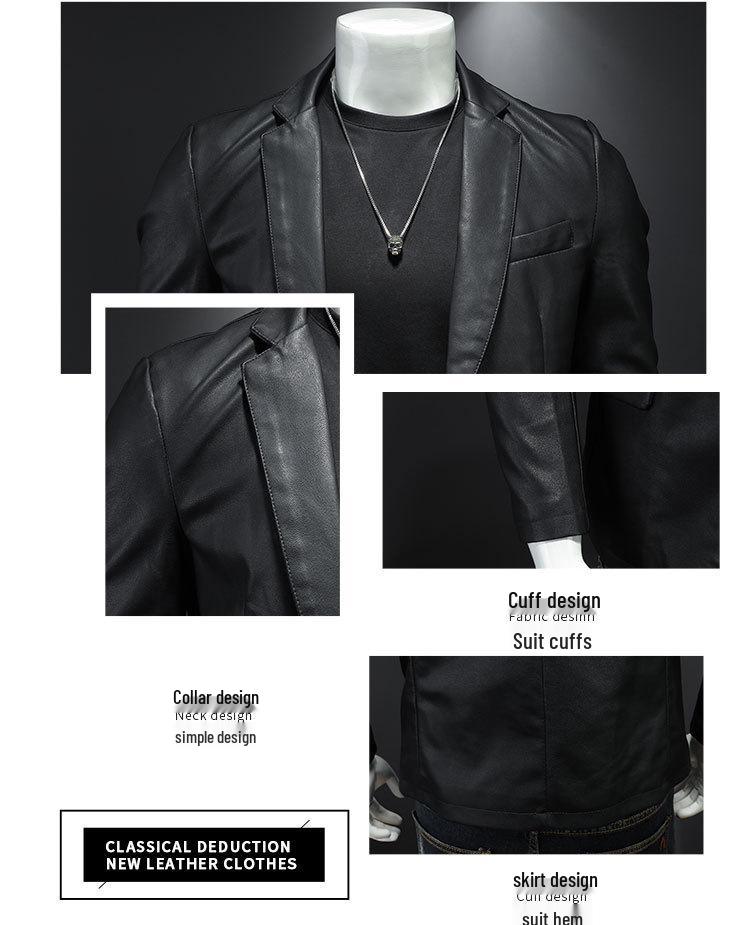 2026 Trendy Slim Fit Men's Leather Jacket - Korean Style Casual Suit