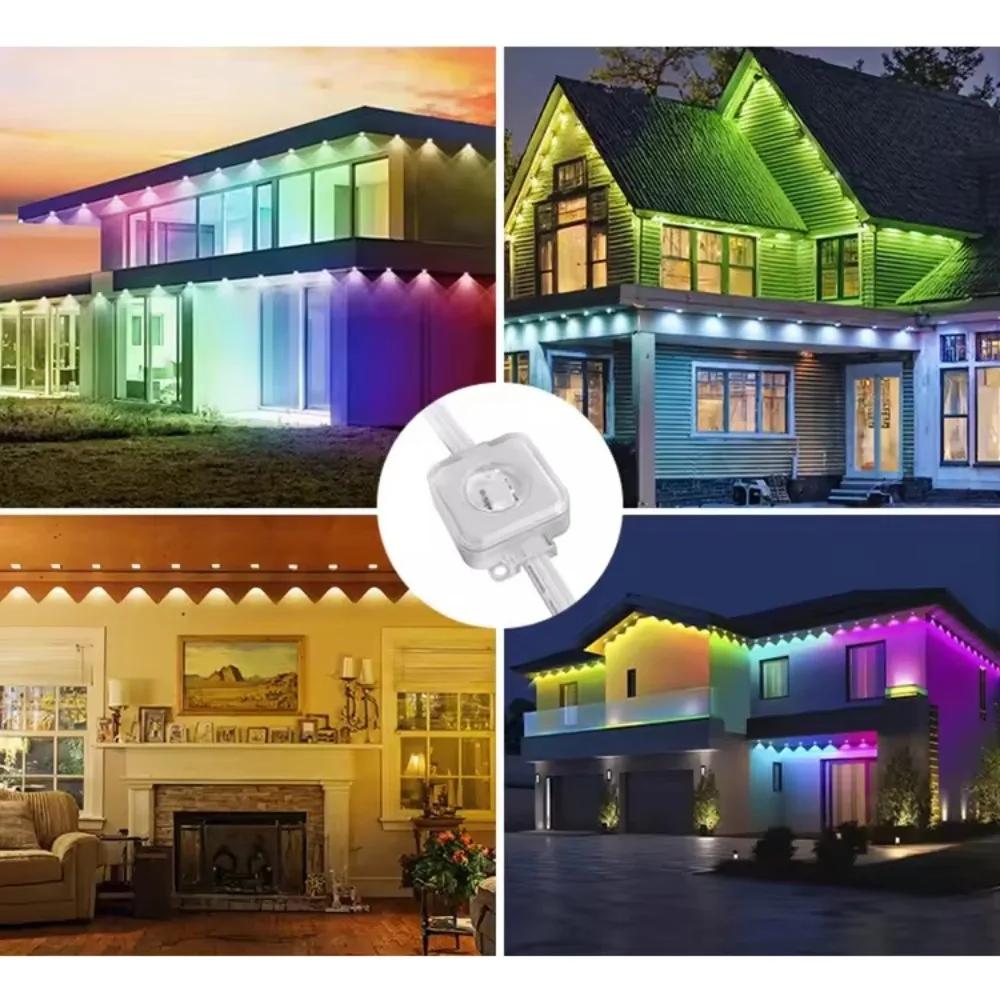 Smart Permanent Outdoor Lights 300FT 180LEDs Eave Lights App Remote Music Sync Waterproof for House Roof Holiday Daily Decor