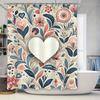 Floral Pattern With Heart Waterproof Shower Curtain