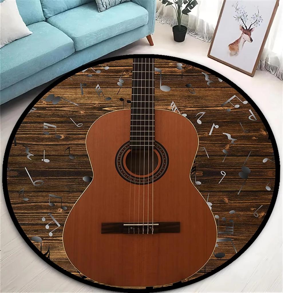 CD Musical Round Carpet Living Room Decoration Teenager Mat Anti Slip Chair Cushion Round Rugs for Bedroom Music Design Rug