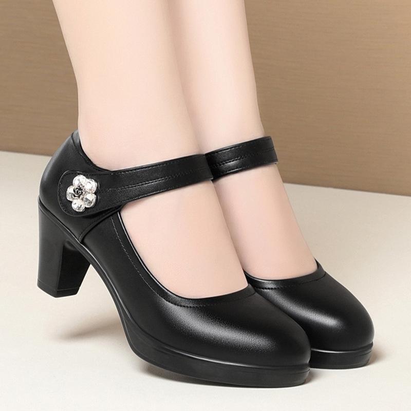 Cheongsam Shoes Model Show High Heels Thick Heels Women's Shoes Waterproof Platform Women's Single Shoes Black Work Shoes