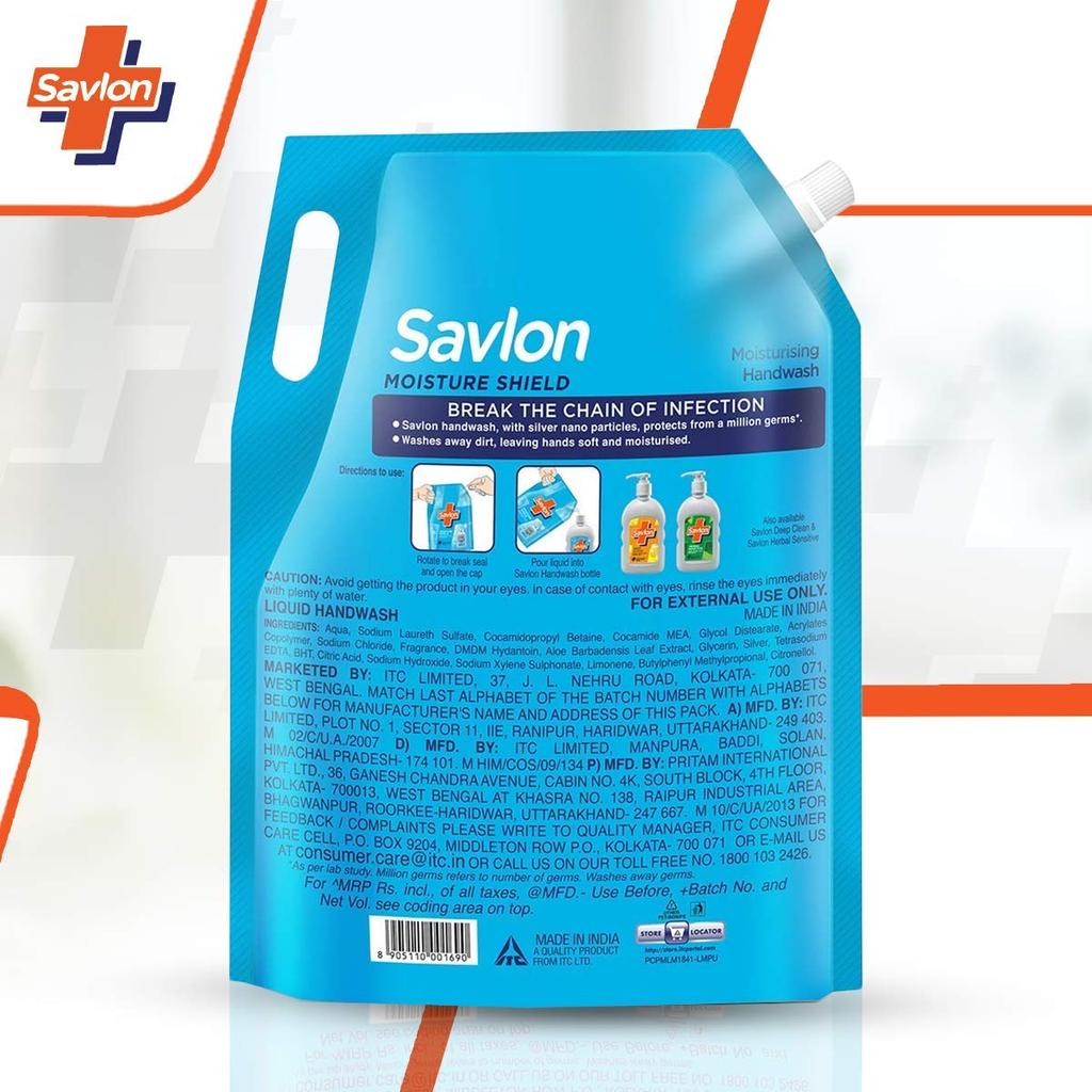 Savlon Moisture Shield Germ Protection Liquid Handwash Nachfüllbeutel, 1500 ml