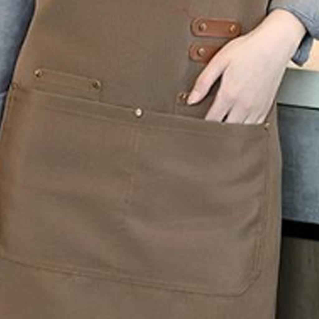 Canvas Apron Waterproof Adjustable Strap Stylish Comfortable Chef Apron for Coffee Nail Baking Shop