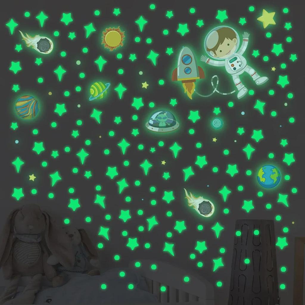 Astronaut Universe Luminous Wall Stickers - Self-Adhesive Starry Sky Room Decor