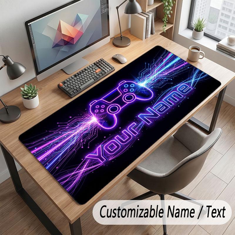 Neon Colorful Theme Customized Mouse Pad Personalized Print Name Text Desk Mat For Home Office Table Decor