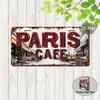 Dess moll pc Vintage Paris Cafe Aluminiumskylt x Rustik Metallväggkonst Designad PARIS CAFE Hållbar Fransk Dekoration