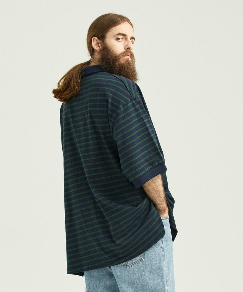 CARGOBROS Cb Oversized Striped Pk T-Shirt (Green/Navy)