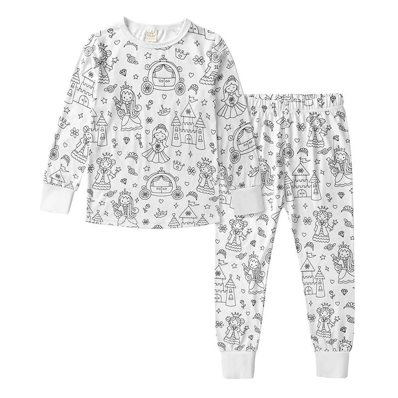 DIY Handgemaltes Graffiti Set: Langarm- und Hosen-Kinderpyjama