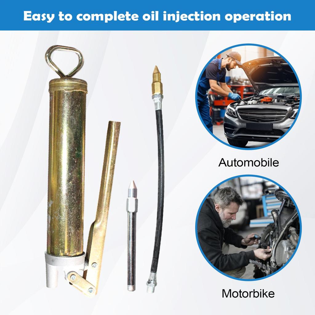 Manual High Pressure Grease Gun Tool with Whip Hose, Automotive Lubrication Applicator for  Mechanics Construction Technicians