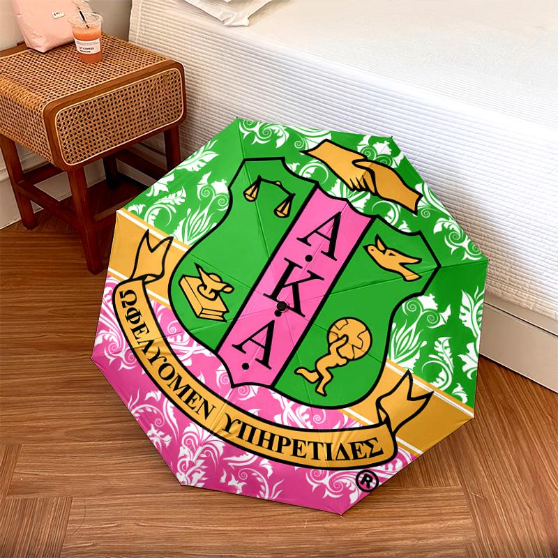 1 PC Automatic Folding Umbrella - AKA Pattern, Portable & Foldable Design with 8 Ribs, Christmas Birthday Gifts