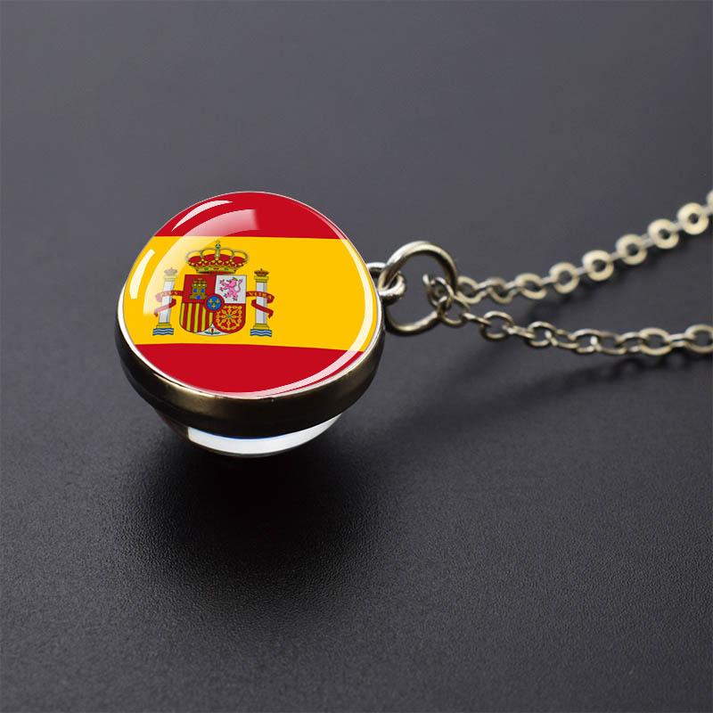 Countries Flag Glass Ball Necklace Russia France Spain UK Italy Poland Ukraine Flag Pendant Necklace Travel Gift