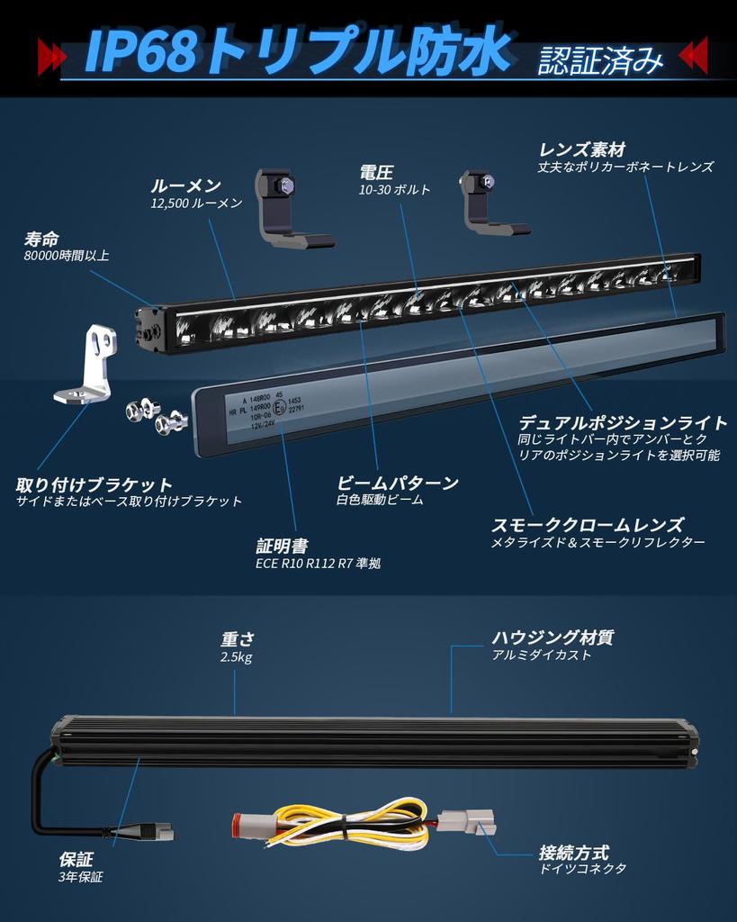 BraveWAY LED Light Single Slim Single Row Light Driving Combo Work Light with Mounting Brackets and Reflectors for and UTVs Bar, 40-inch Bar, Beam,