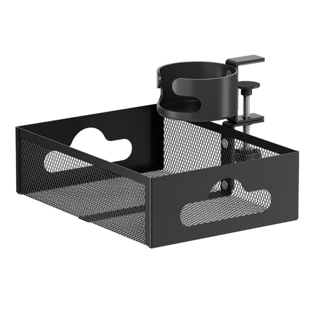 360 Degree Rotating Under Desk Storage Rack No Drill Desktop Stationery Shelf  Office