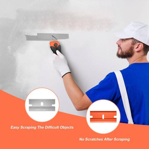 Cluoling Razor Blade Scraper for Removing Labels, Registration Stickers, Tint, Grease from Windshields, Pocket Scraper, Safety Scraper, Double-Head Gl