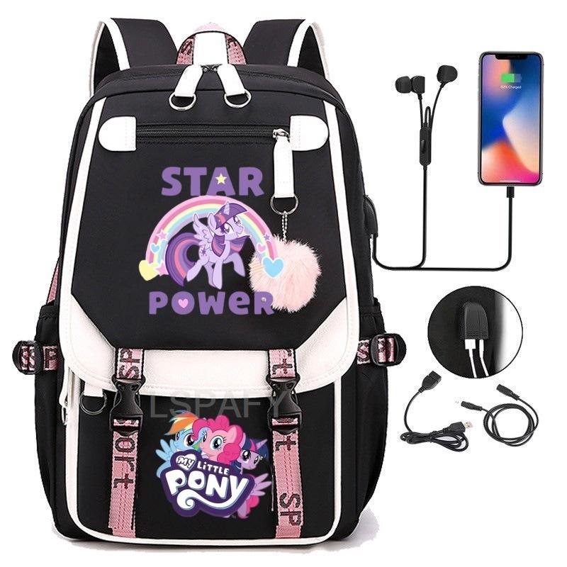 Knapsacks 3Pcs Set My Little Pony School Tote Meal Bag Pencil Pouch Female's Back To School Gift Mochila Teens Trip Bags