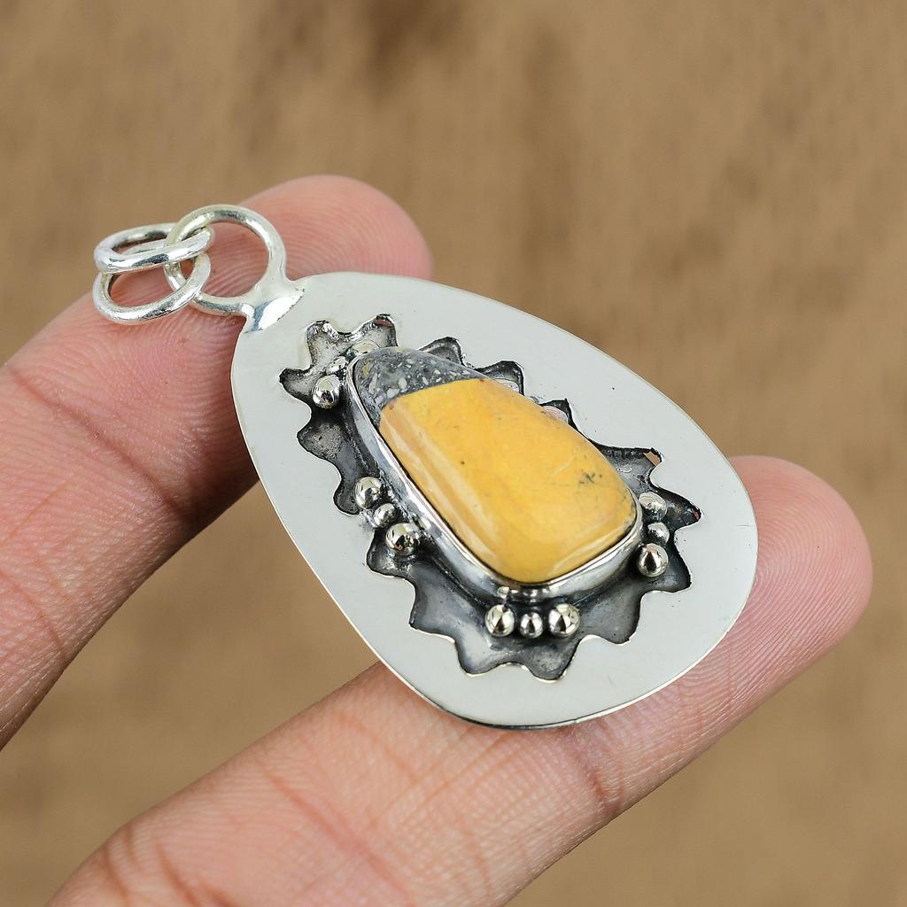 Natural Maligano Jasper Gemstone Pendant 925 Sterling Silver Jewelry For Girls