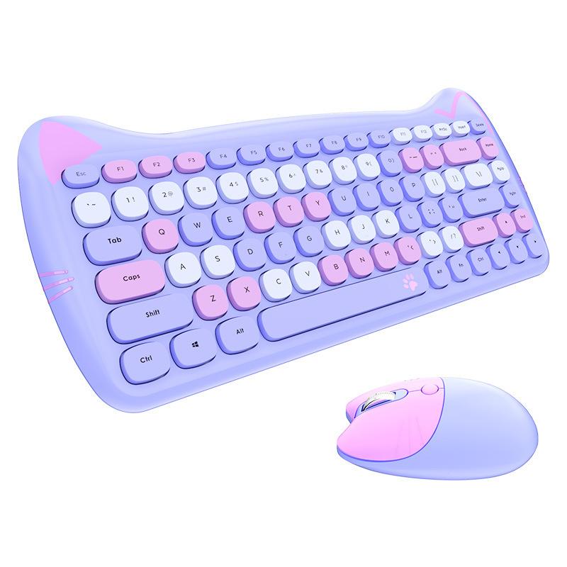 

2.4G Wireless Keyboard And Mouse Set L400 Silent Cat Shaped 84 Key Film Keyboard