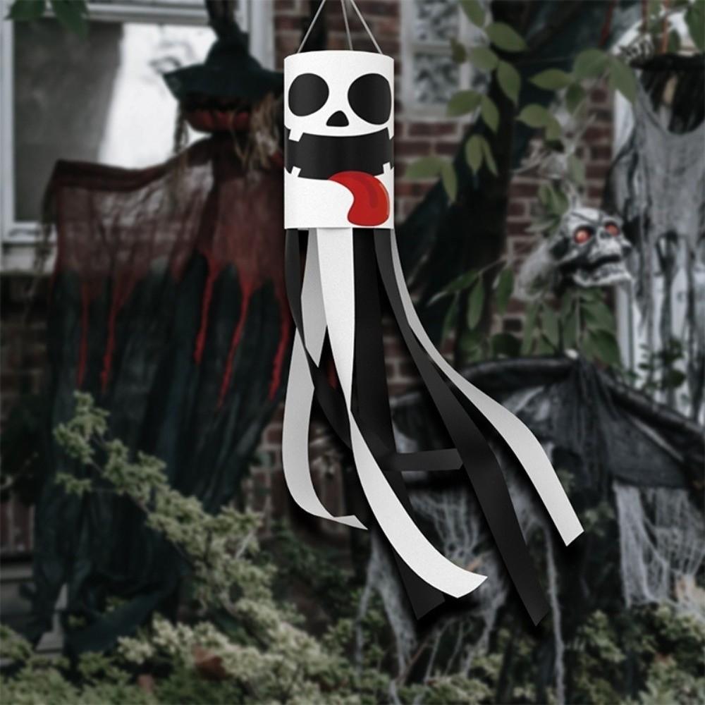 Spooky Halloween Windsock Flag Skeleton Halloween Hanging Ornaments Courtyard Decoration