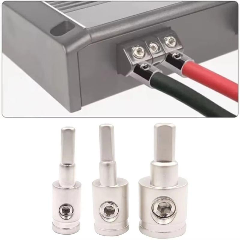 1Pcs 0GA 4GA 8GA Gold Silver Audio Amp Input Adapter Power Ground Wire Terminal Pure Copper Car Audio Connector