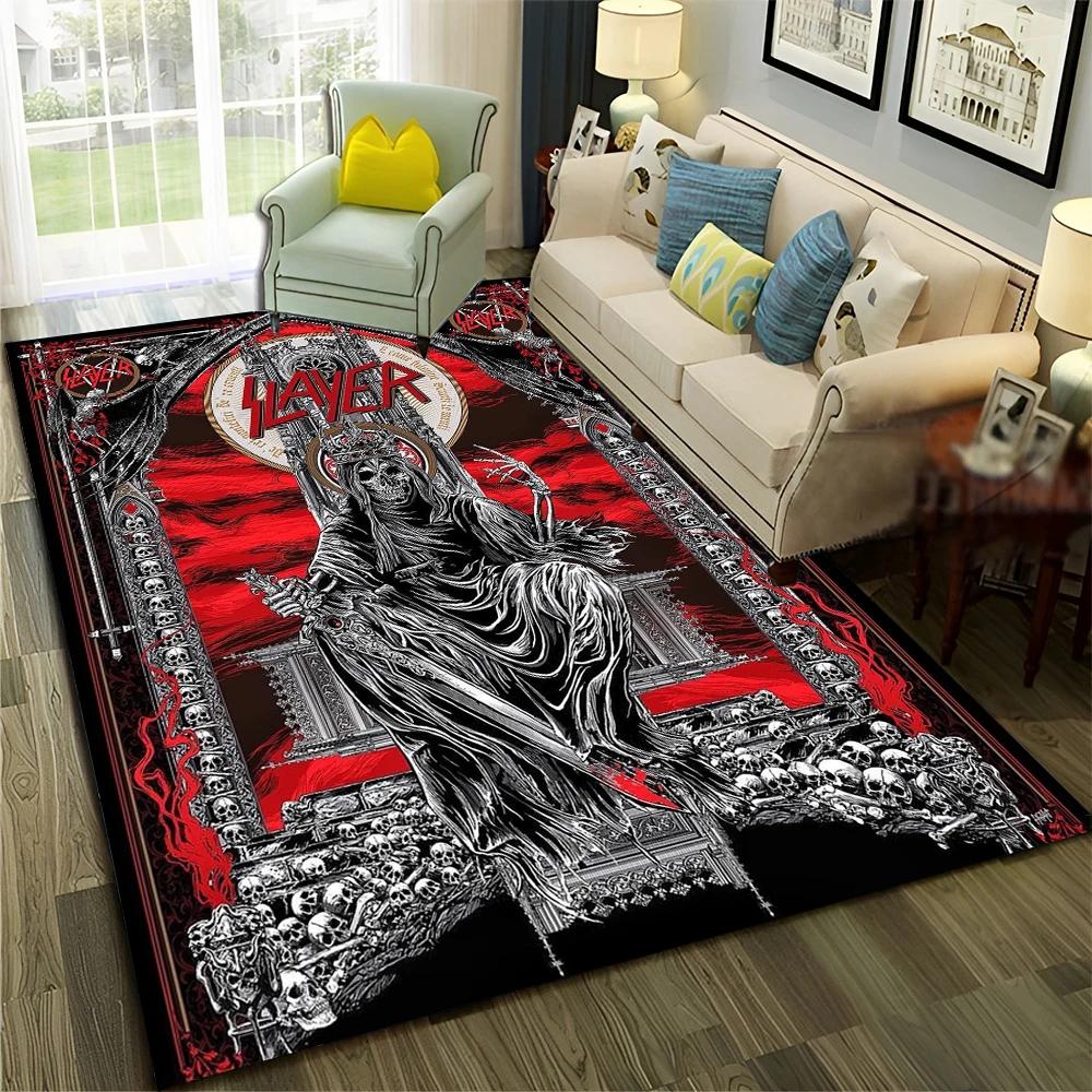 Rock Slayer Heavy Metal Band Carpet Rug for Home Living Room Bedroom Sofa Doormat Decor,kids Play  Area Rug Non-slip Floor Mat