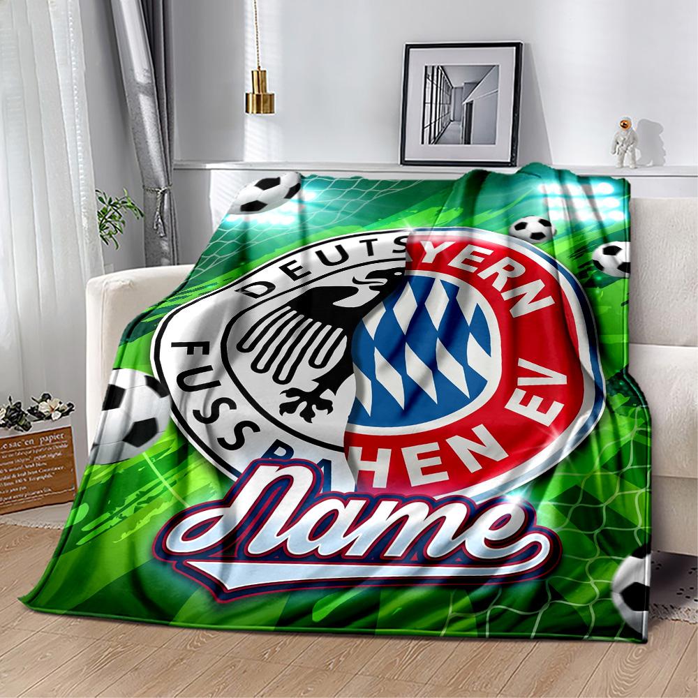 Bayern Munich Jersey Personalized Name Blanket Cozy Customizable Blanket Warmthful Decor Great for Nap Office Seaside Bed All-Season Use