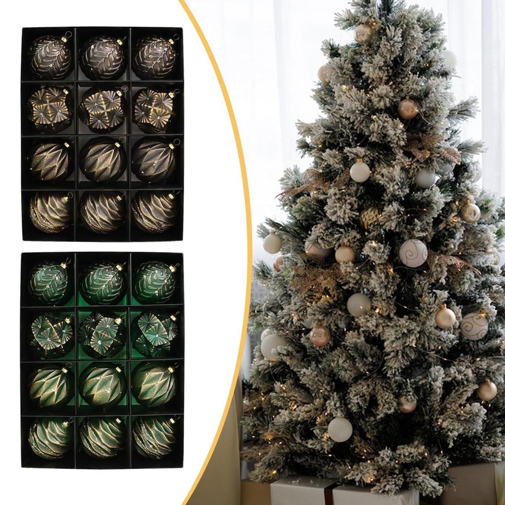 12Pcs Christmas Ball Ornaments Antique Style Christmas Tree Hanging Ornaments Decorative Hanging Baubles for Home Indoor Party