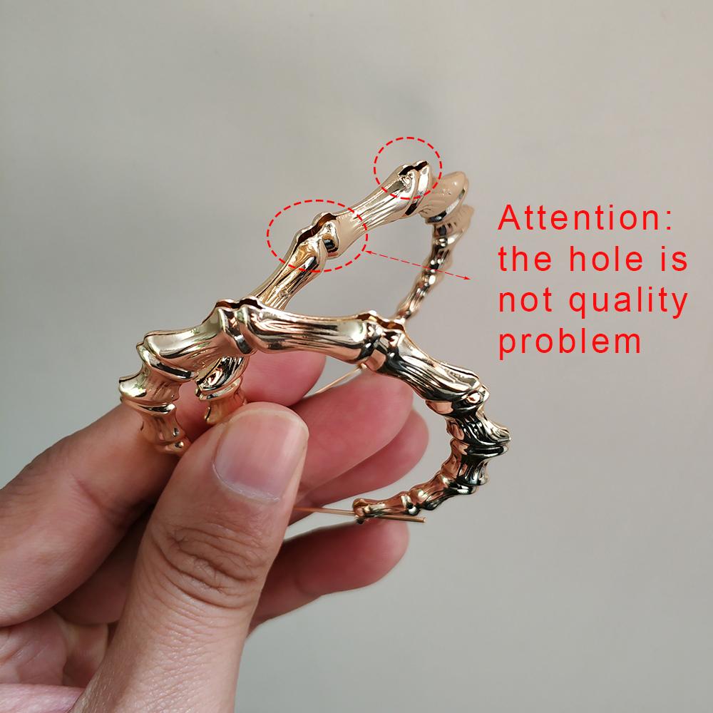 SoHot Trendy Bamboo Hoop Earrings Women Female Gold copper Color Color Classic Zircon