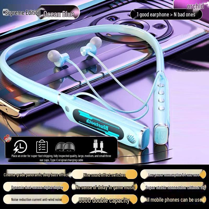 2026 Model Wireless In-Ear Neckband Earphones with Ultra-Long Battery & Noise Cancellation