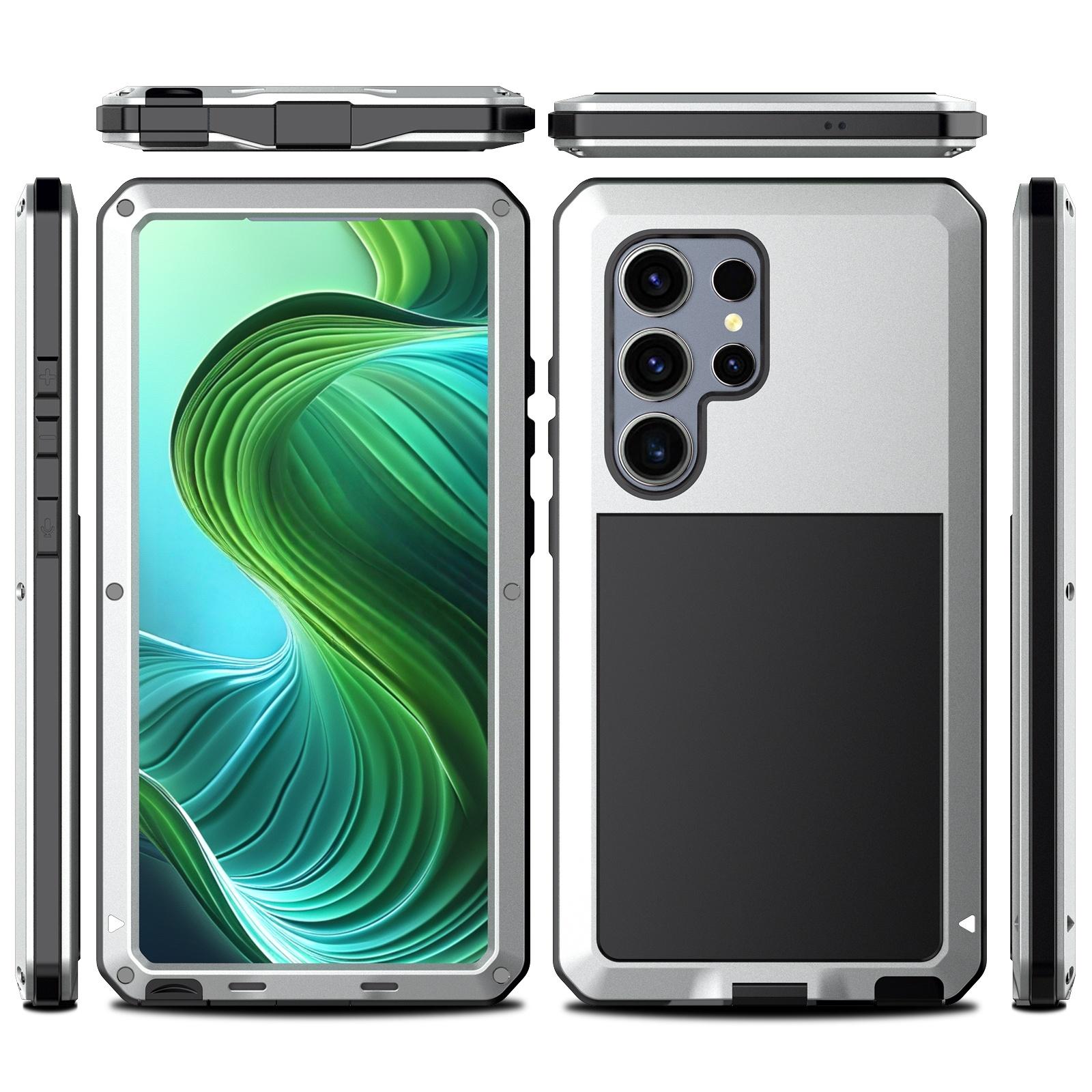 

Case for Samsung S25 Ultra S24 S23 S22 S21 S20 Plus Metal Heavy Duty Armour Military Shockproof 360° Full Body Protective Covers Galaxy S24+ срібний