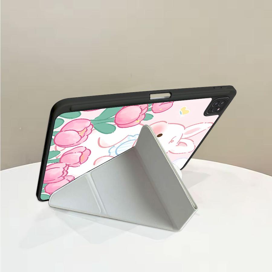 Pink Rabbit Holder Cover Tablet Case For iPad Pro 2025 Pro 11th 10th 9th 8th 7th 12.9inch Mini 6 7 Air 4 5 M3 M2 1 2 M4 11inch