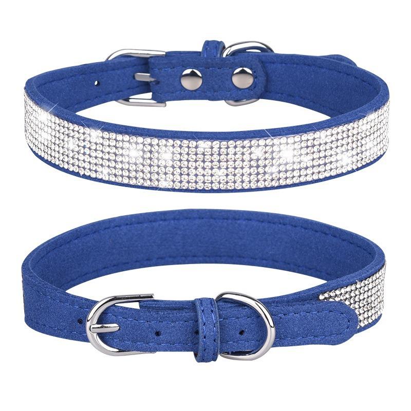 Pet collar point drill rhinestone neck ring microfiber medium and small dog cat collar leash walking dog leash set