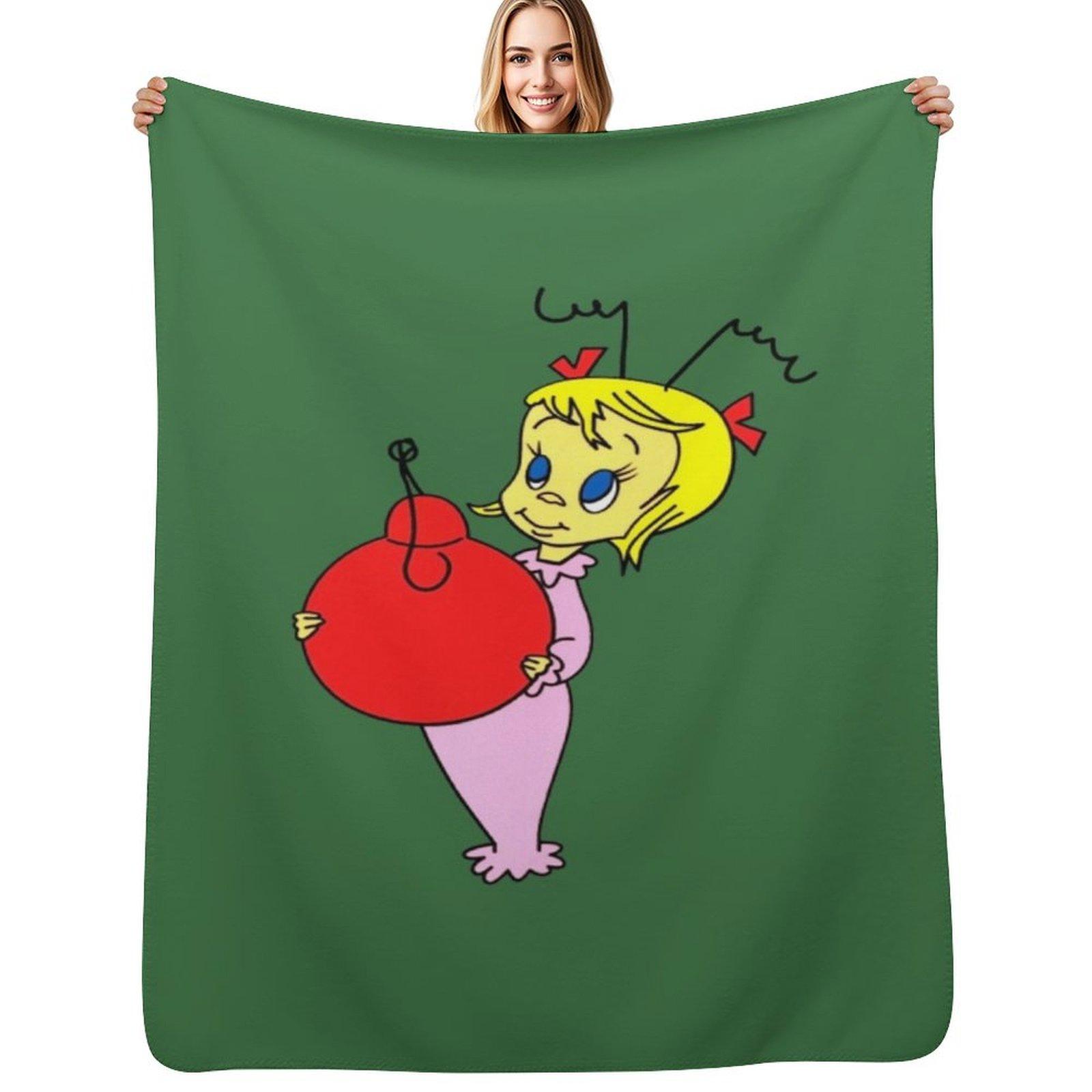 Cindy Lou Who Throw Blanket Cozy Light Blanket for Travel Camping Picnic Size: 75*100cm, Weight: 230 GSM