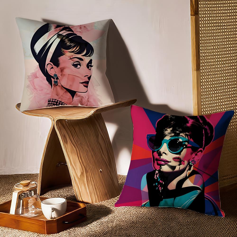 Hot Iegendary Actress A-Audrey Hepburn Pillow Case Double-Sided Printing Short Plush Sofa Cushion Cover Bedroom Bedside Pillow