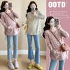 Spring and Autumn Large Size Fat Mm Striped Long Sleeve Shirt Women's Maternity Clothing Loose Fashion Skinny Casual Maternity Top