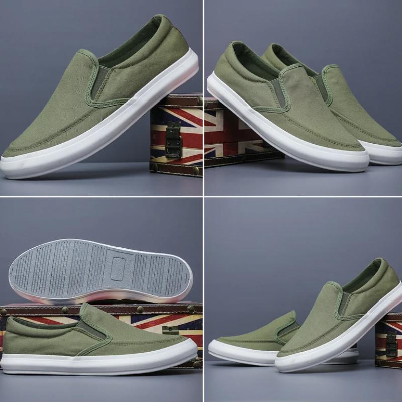 Men's Canvas Shoes Spring Autumn Leisure Anti-slip Working Lightweight Breathable Slip On White Shoes Men's Sneakers