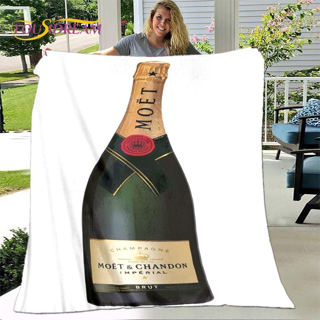 Champagner Moet &; Chandon-Decke, Flanelldecke, Überwurf, warme Decke für Zuhause, Wohnzimmer, Schlafzimmer, Betten, Sofa, Büro, Geschenke