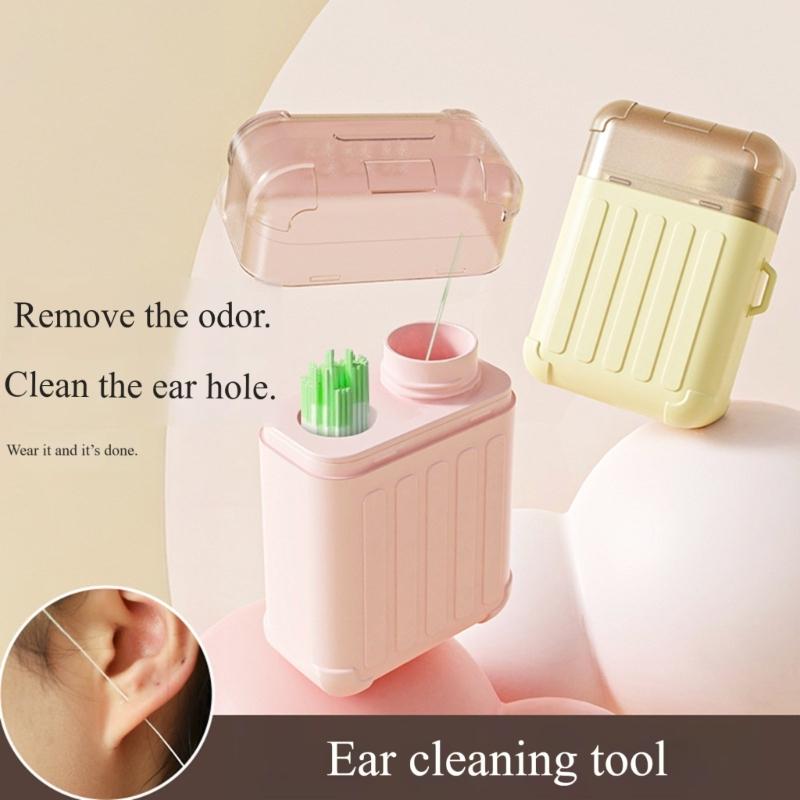240pcs Gentle Ear Hole Cleaning Lines With Detergent Less Dispser Container For Daily Hygiene Maintenance