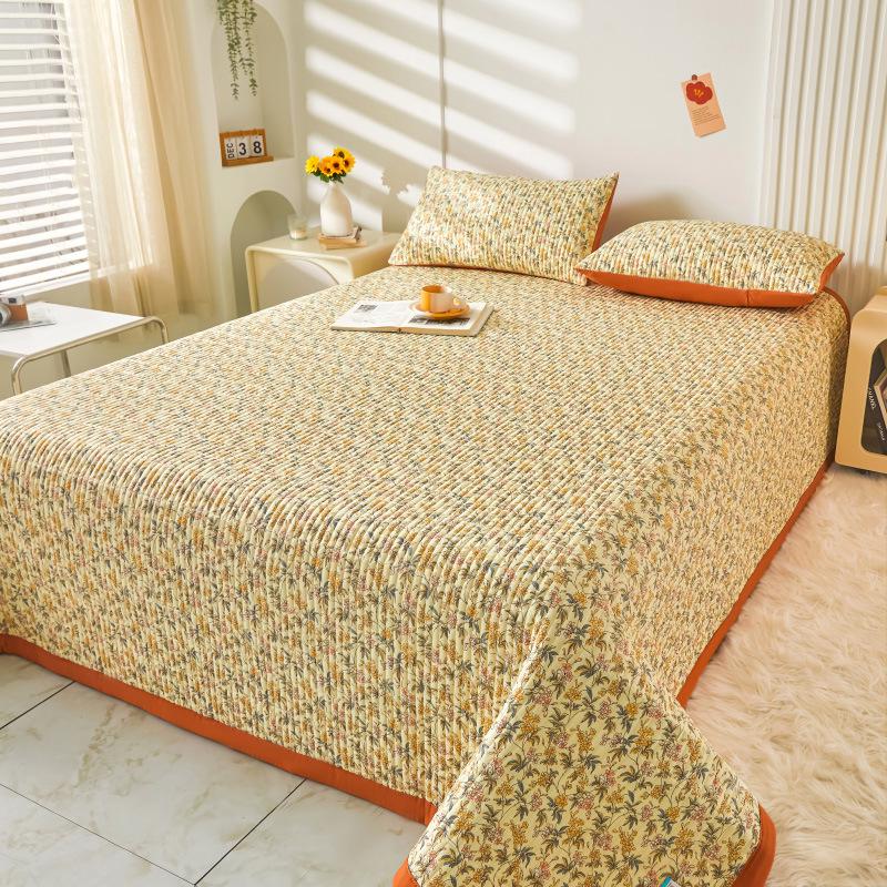 Class A Washable Cotton Linen Bedspread & Skirt Set - Quilted, Thickened, Machine Washable, 3-Piece