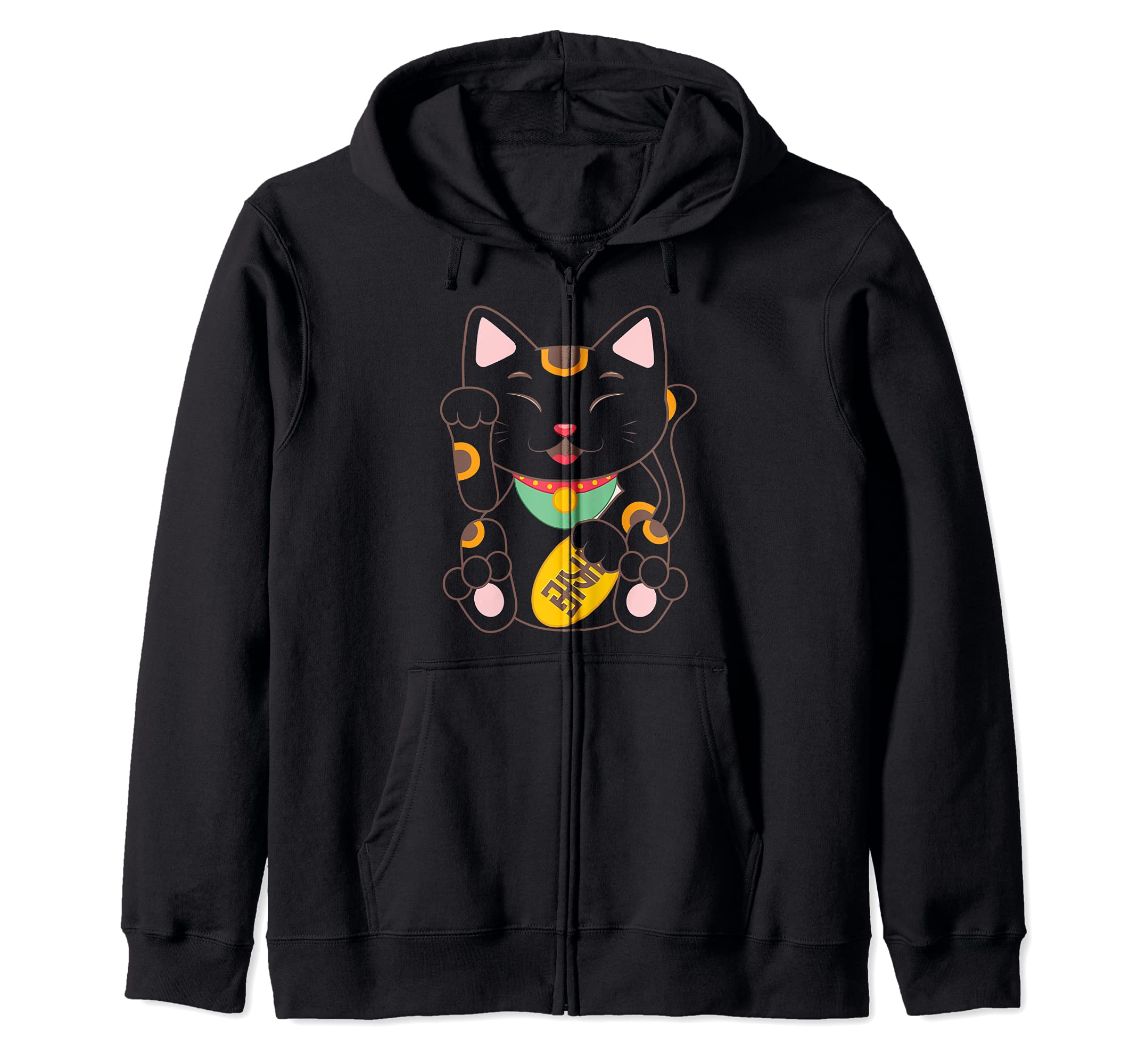 

Maneki Neko Maneki Neko Японская парка на молнии с талисманом в подарок чёрный