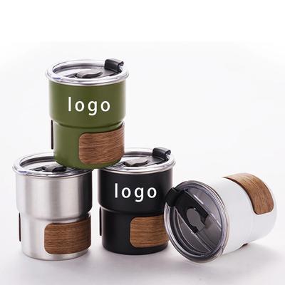 Mug à café et de camping en acier inoxydable avec logo personnalisé et couvercle, portable, résistant à la chaleur, adapté pour pique-nique en plein air, camping, pêche