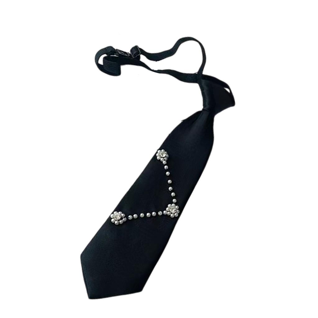 Uniform Black Ties For Janpanese JK Uniform Cosplay Accessory Neckwear jk seifuku Cute Anime Necktie with Pearls