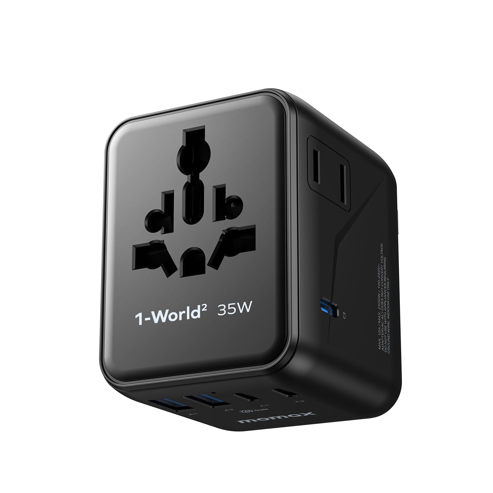 

Smaller International Travel Adapter with PD 35W GaN Fast Simultaneous Charging of 7 PD QC Type Worldwide Compatible Universal Adapter for Travel чорний
