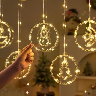 LED Christmas Decorative Lights Hanging Lights Window Holiday Decoration Ambience Remote Control Battery Box Circular String Lights