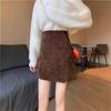 Women's High Waist A-Line Corduroy Skirt - Slimming, Petite Fit for Early Autumn/Winter 2024