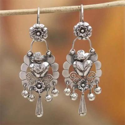 1 Pair Vintage Bohemian Hollow Heart Flower Tassel Earrings,  Personalized Party Jewelry Gift for Women