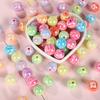 TX03 10pcs 14mm Candy Color Cute Mixed ABS Acrylic Beads Zebra-stripe Spacer Beads for Jewelry Making Diy Bracelet Material