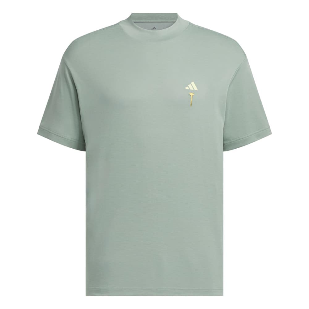 Golf HEAT Back Graphic Mock Neck Short Sleeve Shirt Silver Green [Adidas Golf] .RDY